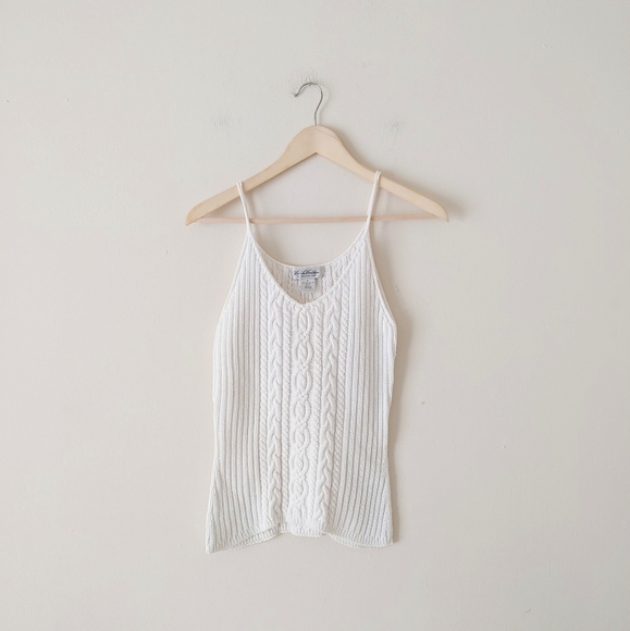 Brooks Brothers Tops - Brooks Brothers White Cable Knit Cami Tank Top
